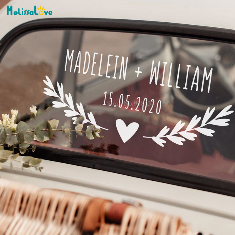 Car Accessories Name - Branches with heart Wedding car sticker