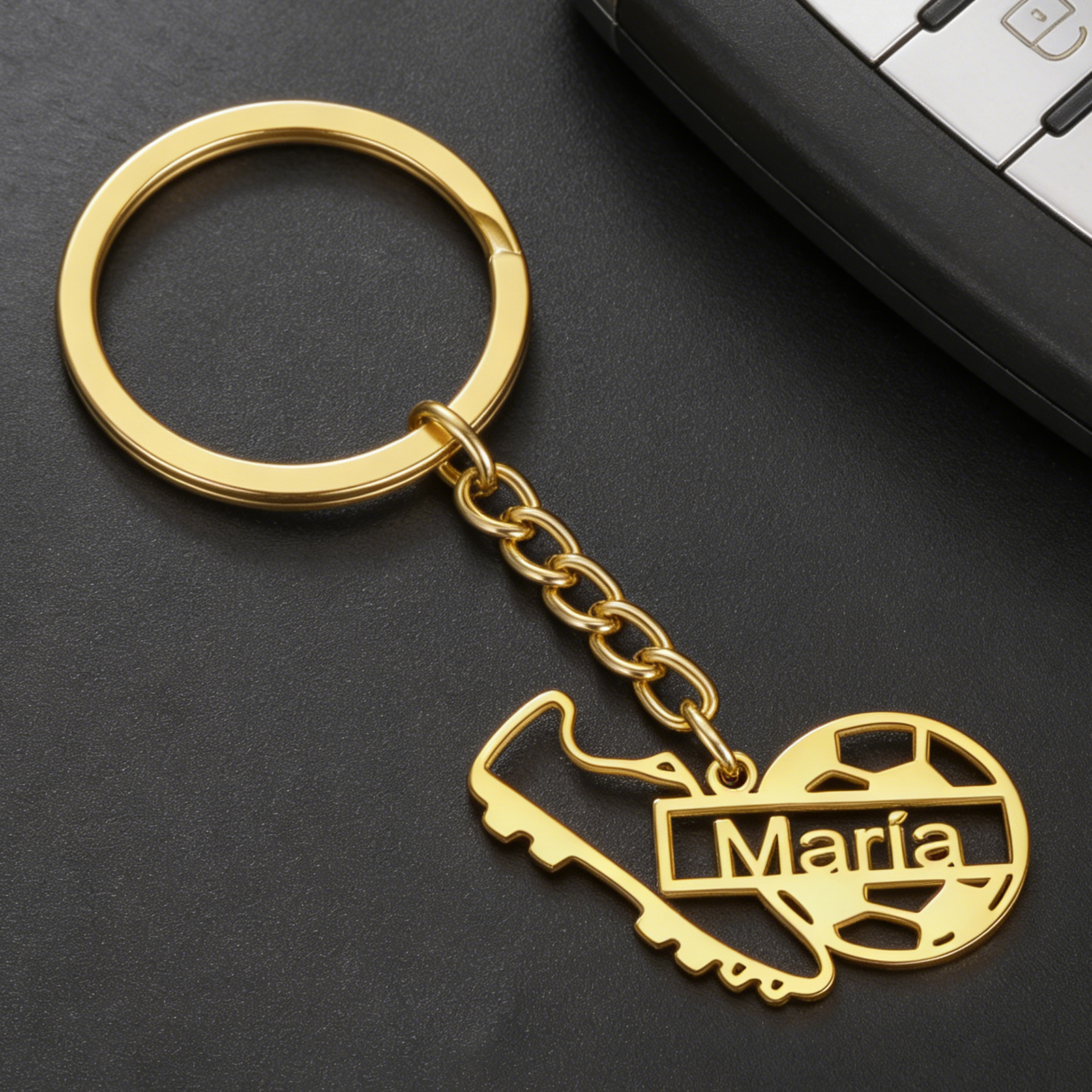 Car Accessories Name - Custom Name Football Soccer Shoes Keychain