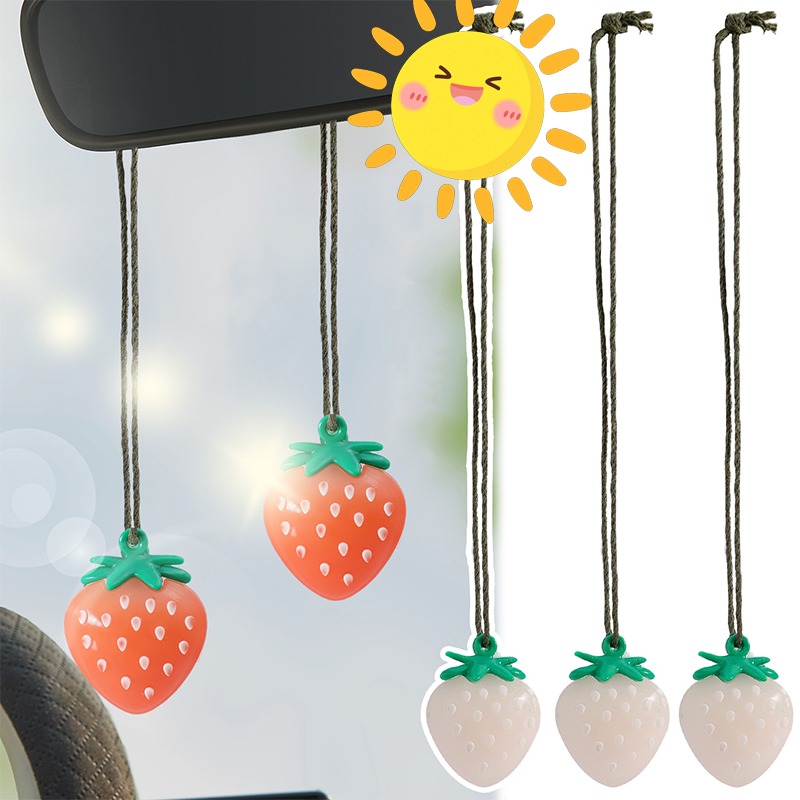 Car Accessories Gift Ideas - Cute Strawberry Car Pendant Color Change