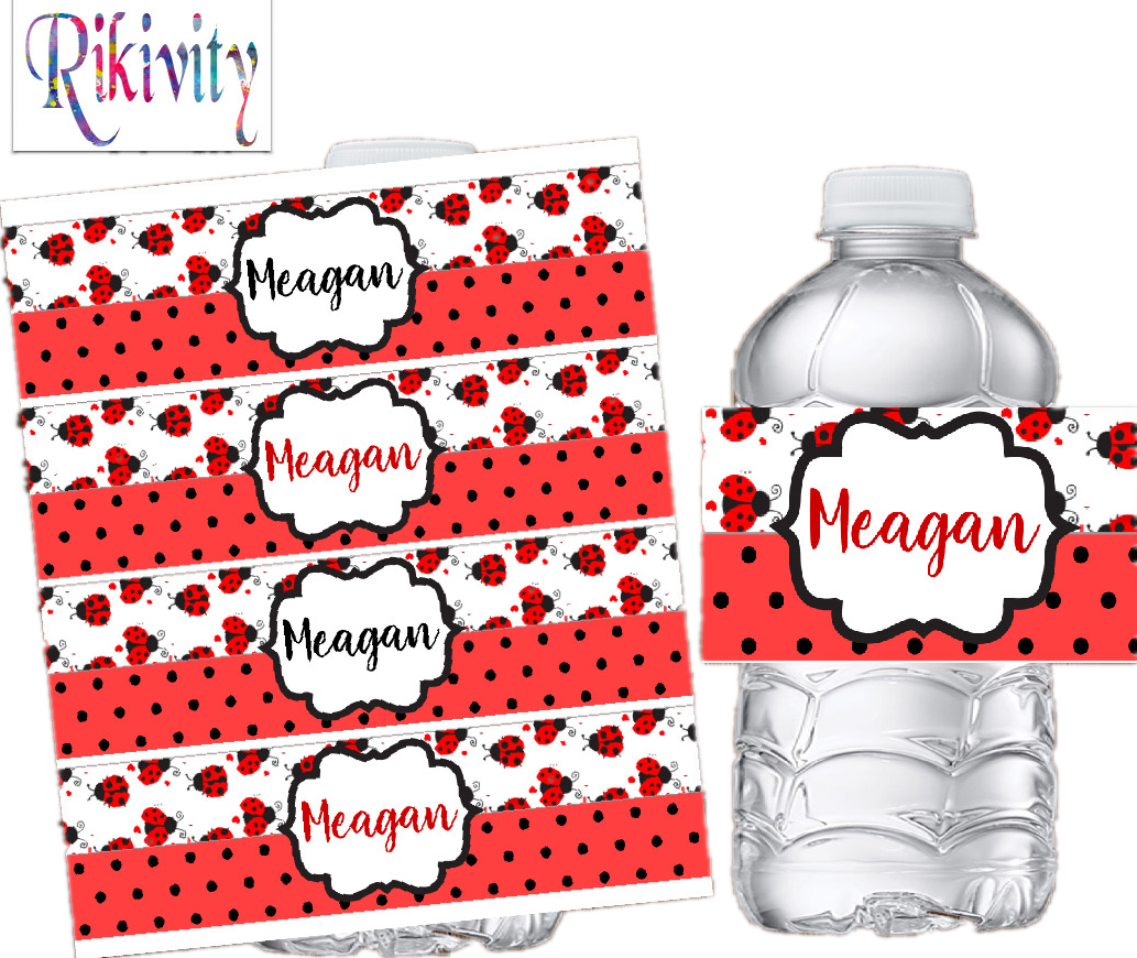 Car Accessories Name - Personalised Ladybug Red Polka Dot Water