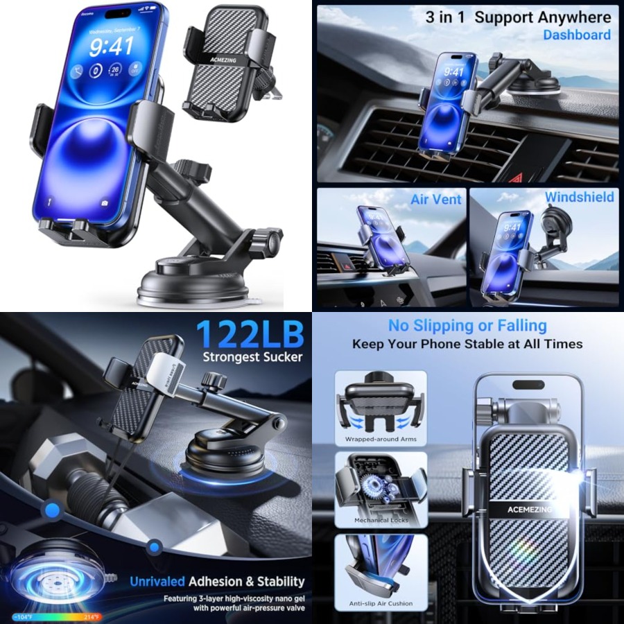 3-in-1 Car Phone Holder [122+L - Car Phone Holder Magnetic บทวิจารณ์และราคา