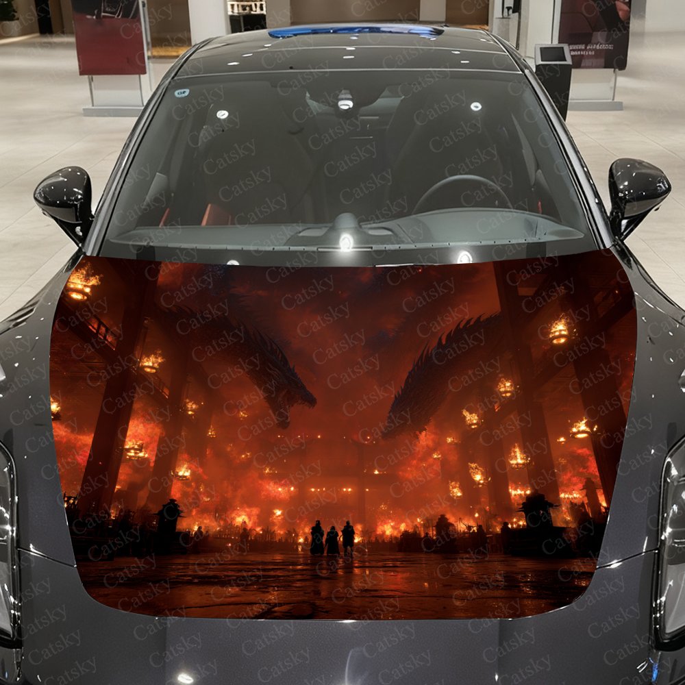 Flame Dragon Car Hood Stickers - Car Accessories Gift Ideas บทวิจารณ์และราคา