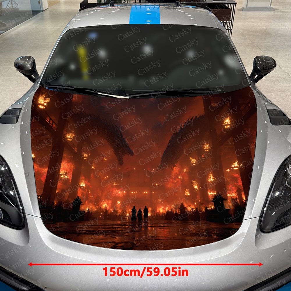 Flame Dragon Car Hood Stickers - Car Accessories Gift Ideas บทวิจารณ์และราคา