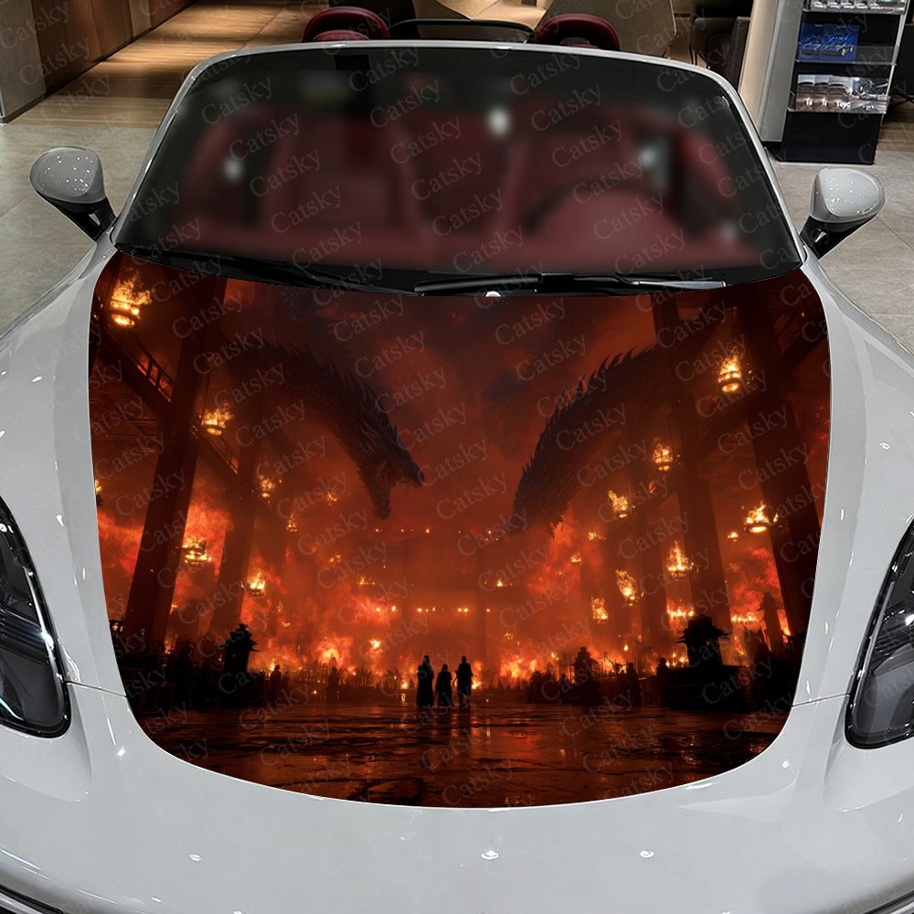 Flame Dragon Car Hood Stickers - Car Accessories Gift Ideas บทวิจารณ์และราคา