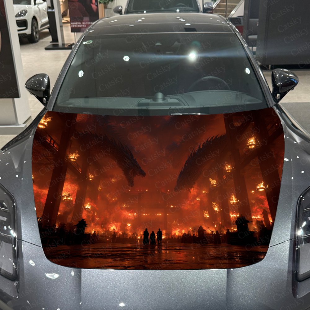 Flame Dragon Car Hood Stickers - Car Accessories Gift Ideas บทวิจารณ์และราคา