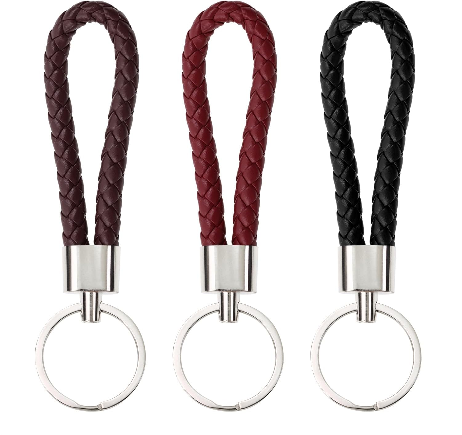 Braided Leather Key Fob Car Ke - Car Accessories For Women บทวิจารณ์และราคา