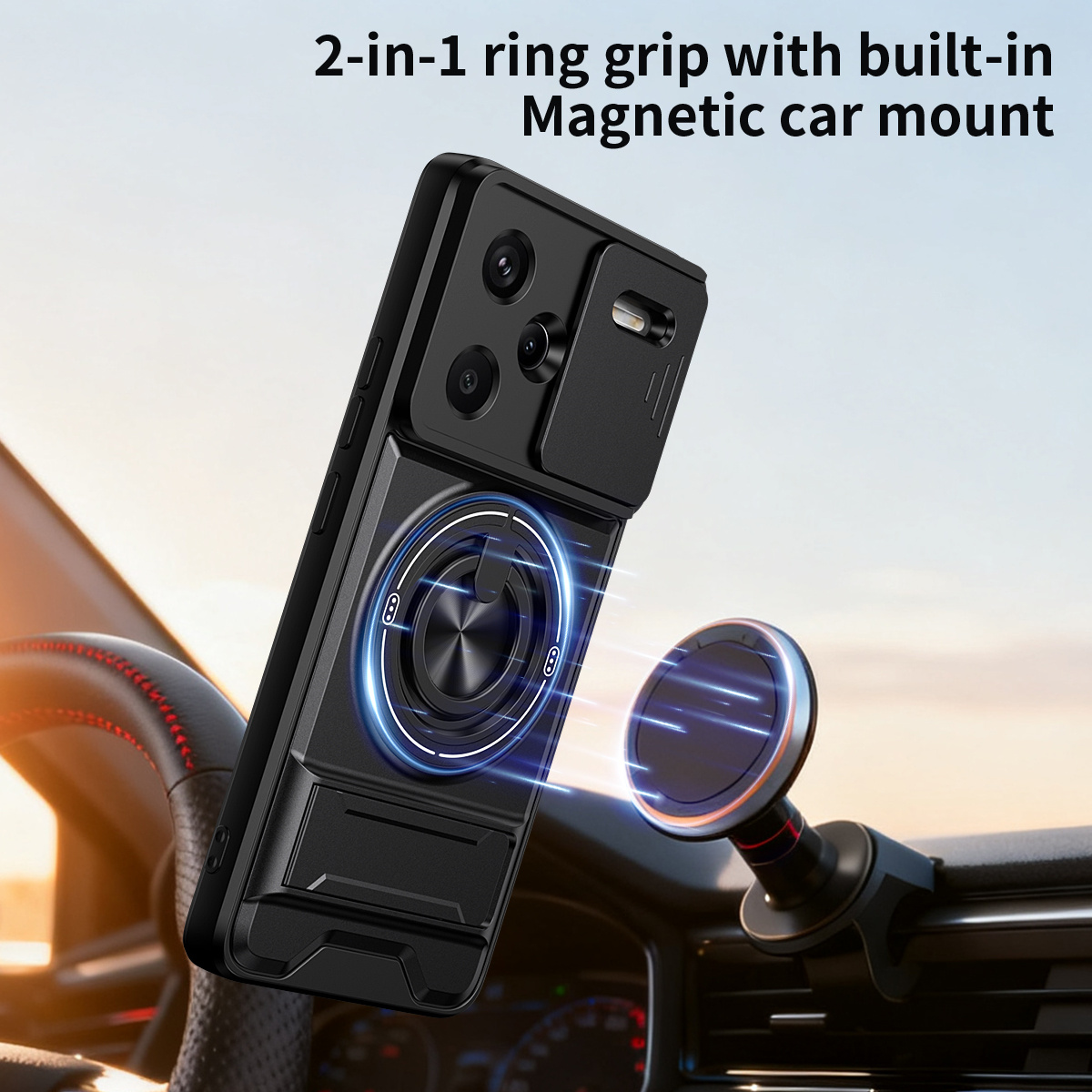 Lens Slide Camera Phone Case f - Car Phone Holder Magnetic บทวิจารณ์และราคา