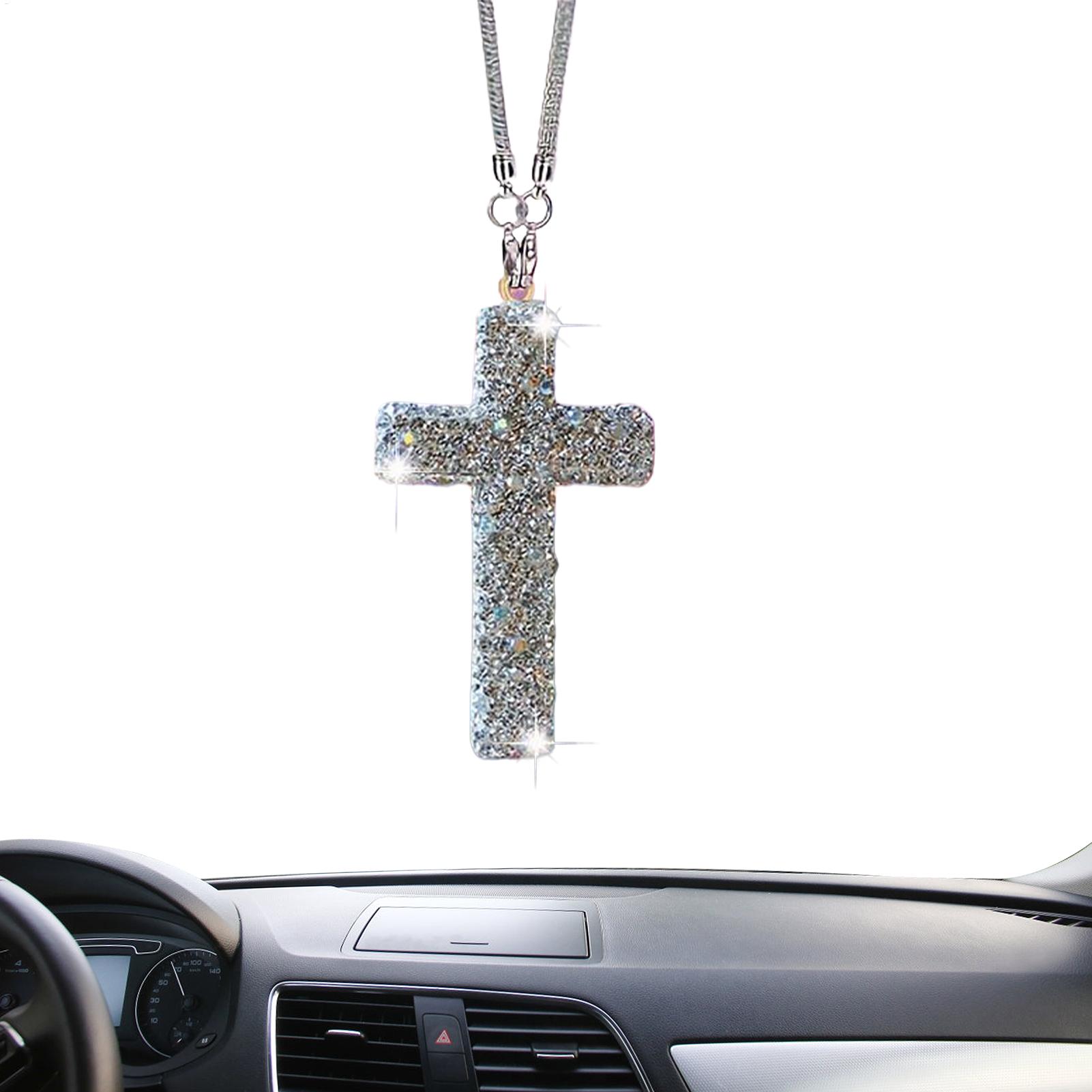Car Pendant Cross Crystal Rhin - Car Accessories For Women บทวิจารณ์และราคา
