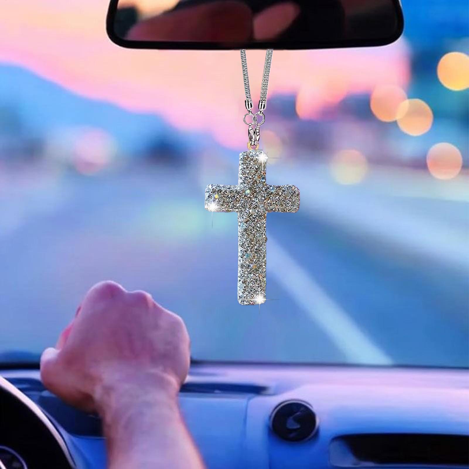 Car Pendant Cross Crystal Rhin - Car Accessories For Women บทวิจารณ์และราคา
