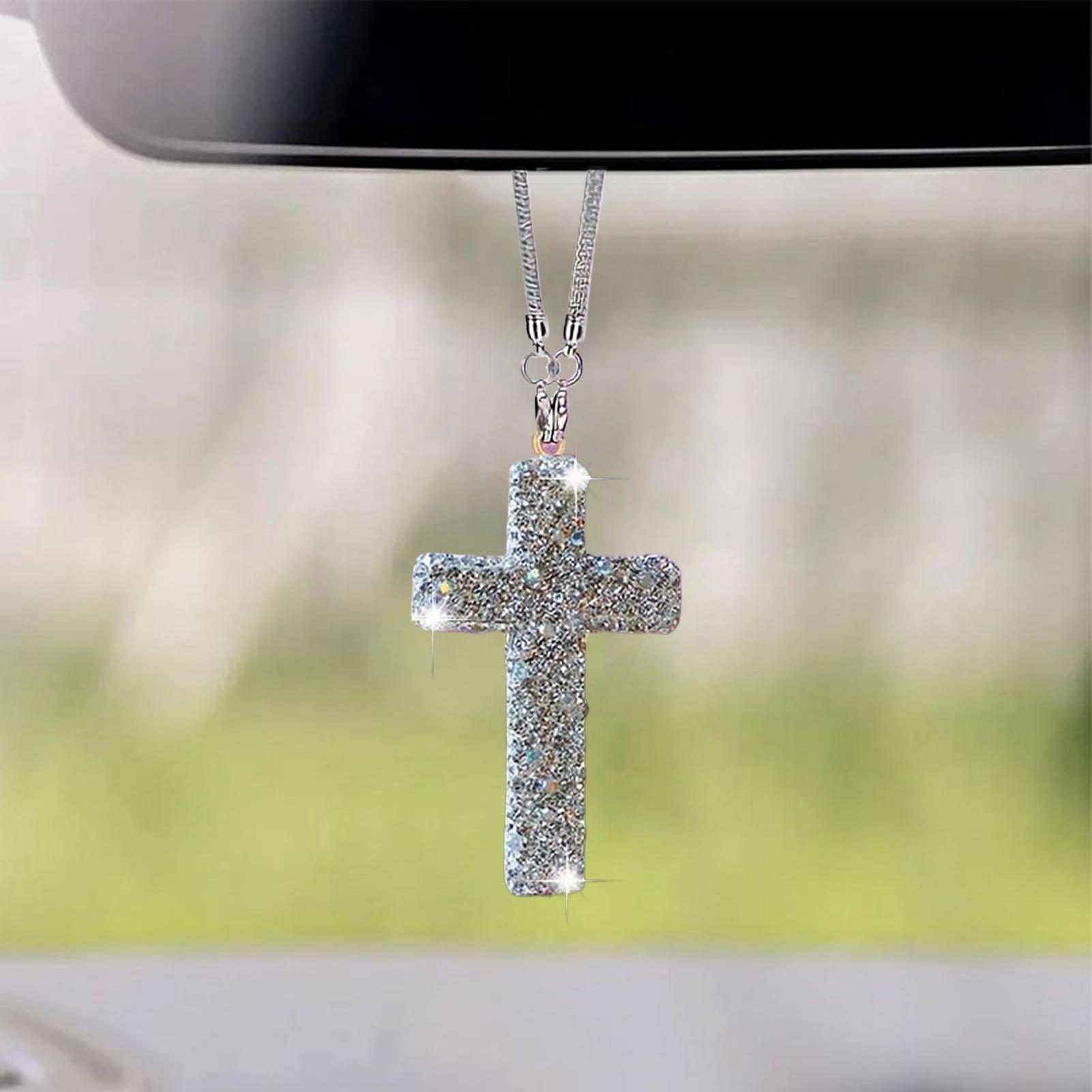 Car Pendant Cross Crystal Rhin - Car Accessories For Women บทวิจารณ์และราคา