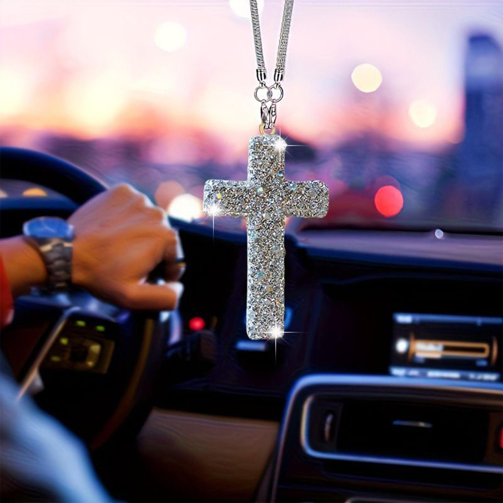 Car Pendant Cross Crystal Rhin - Car Accessories For Women บทวิจารณ์และราคา