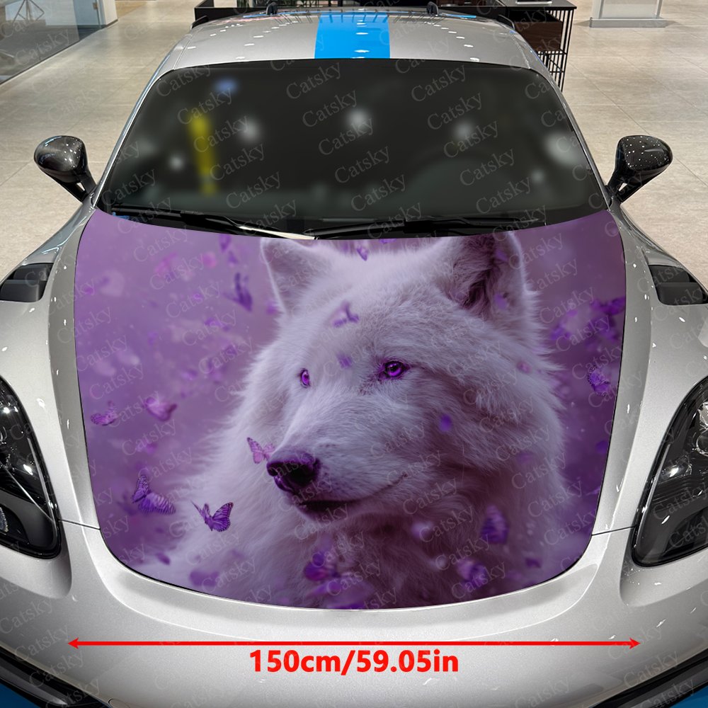 Purple Eyed White Wolf Car Hoo - Car Accessories Gift Ideas บทวิจารณ์และราคา