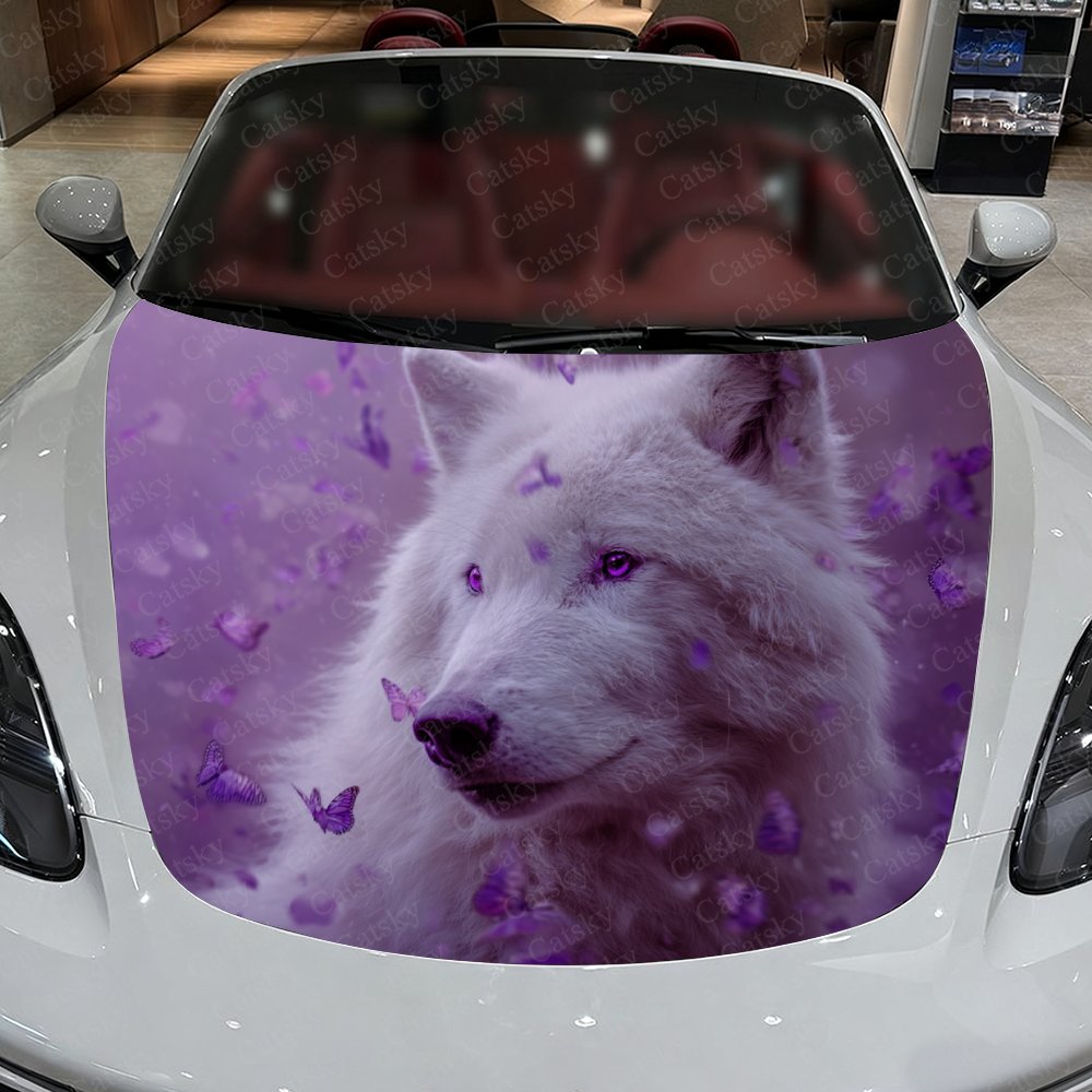 Purple Eyed White Wolf Car Hoo - Car Accessories Gift Ideas บทวิจารณ์และราคา