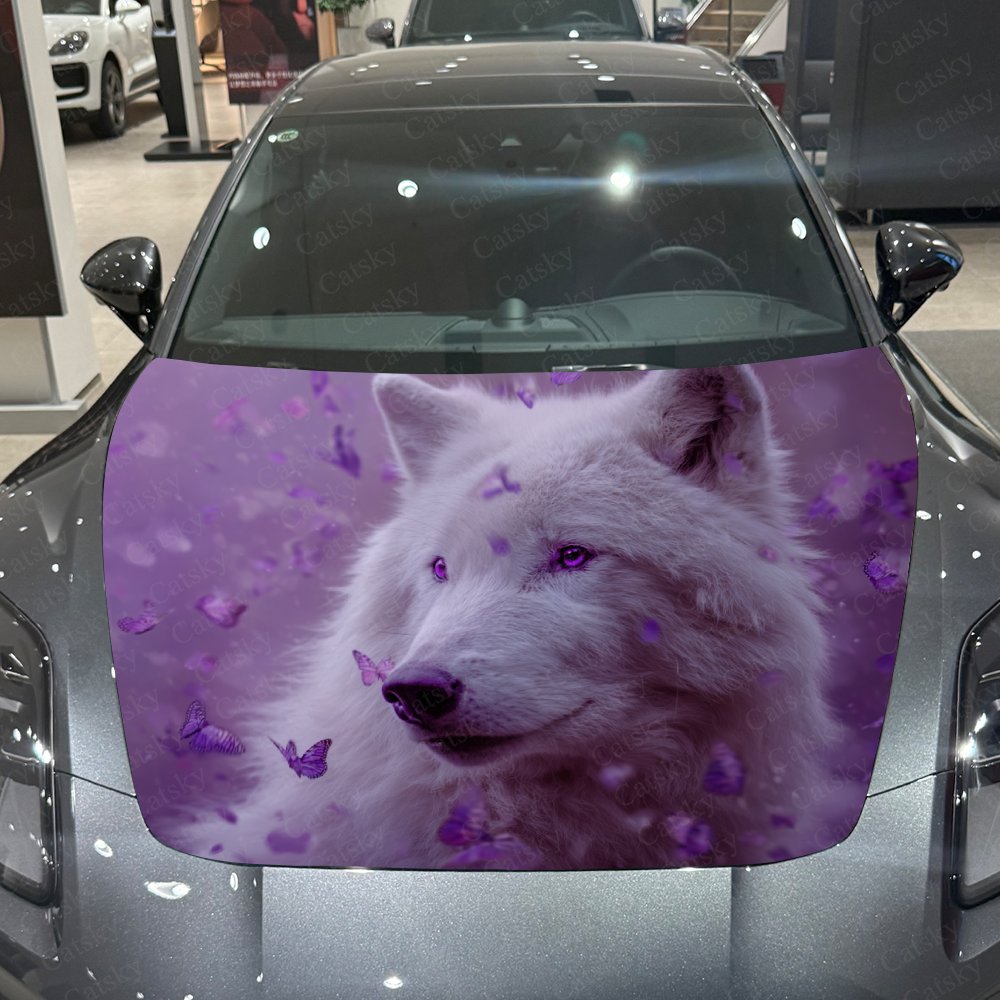 Purple Eyed White Wolf Car Hoo - Car Accessories Gift Ideas บทวิจารณ์และราคา